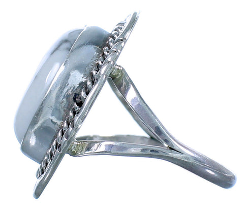 Genuine American Indian Sterling Silver Howlite Ring Size 9 CS117677